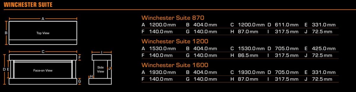 Winchester Dimensions